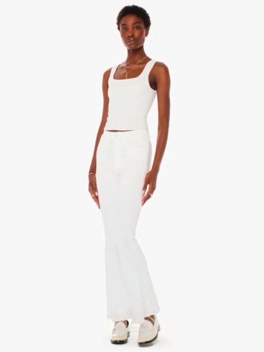 NWT MOTHER The Weekender Fray Jeans Fairest Of Them All White Size 27